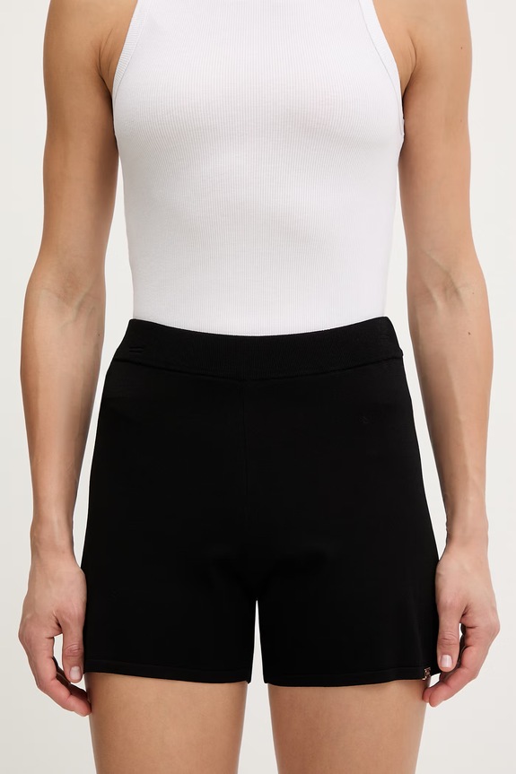 Guess pantaloni scurți pentru femei, cu vâscoză TEA negru O6GD00.Z5302