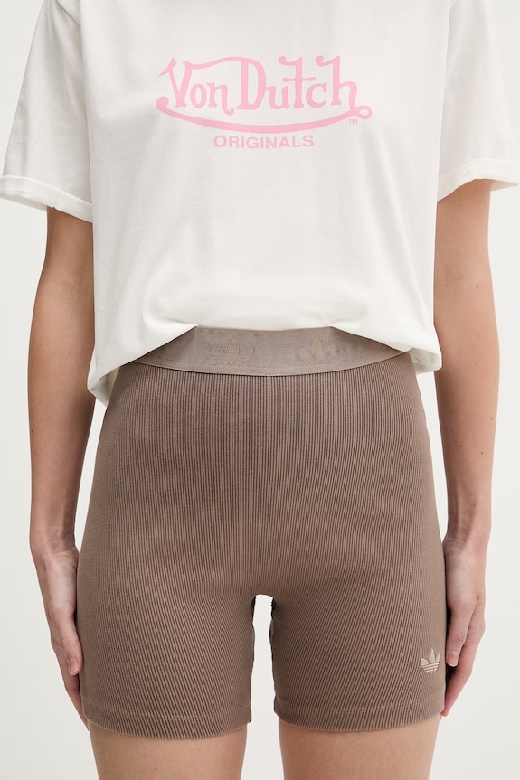 adidas Originals biker shorts pentru femei, din bumbac cu elastan maro KE3228