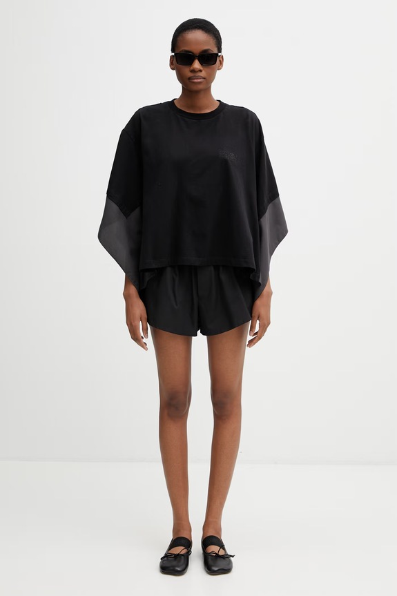MM6 Maison Margiela къс панталон от памук дамски S52MU0135.M35480.899 черен