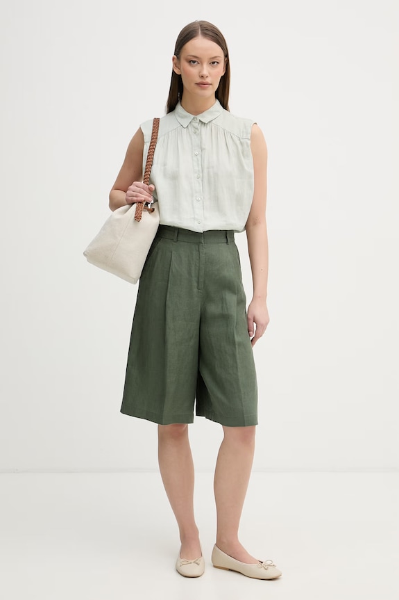 United Colors of Benetton pantaloni scurți pentru femei, din in 4AGHD902L verde SS26
