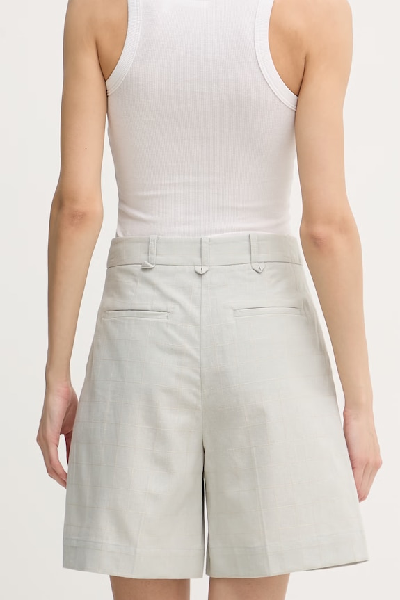 Îmbrăcăminte United Colors of Benetton pantaloni scurți eleganți pentru femei, cu amestec de in 4V6GD902M verde