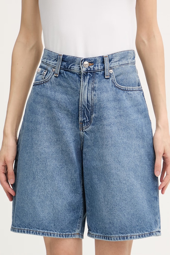 Calvin Klein Jeans bermudy dámske rifľové modrá LV047F674G