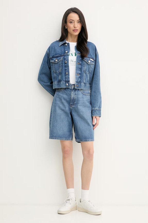 Calvin Klein Jeans bermudy dámske rifľové LV047F674G modrá SS26