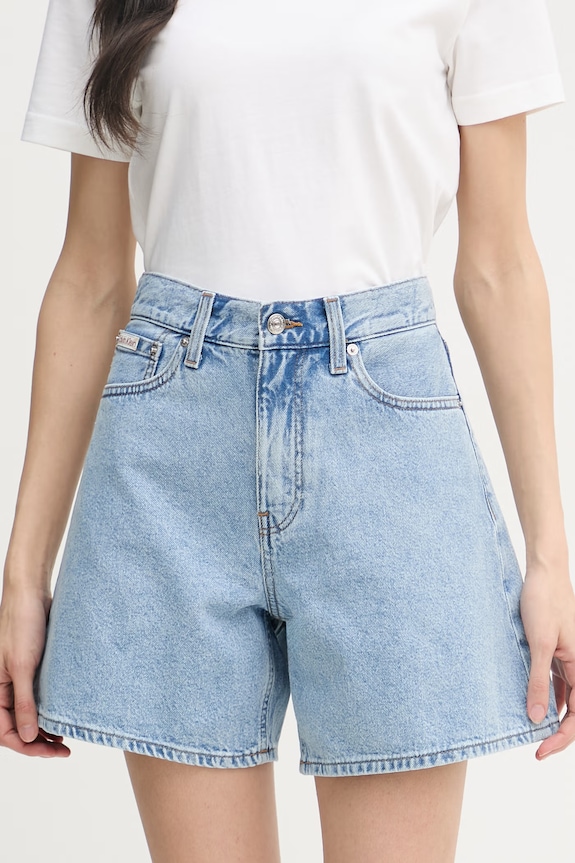 Calvin Klein Jeans šortky dámske rifľové modrá LV047F675G