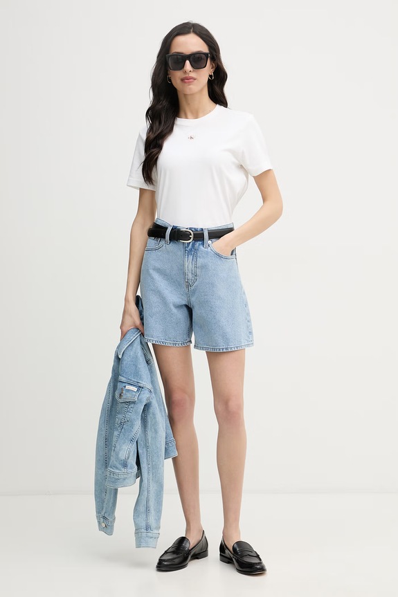 Calvin Klein Jeans šortky dámske rifľové LV047F675G modrá SS26