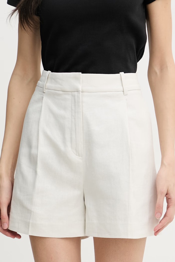 Calvin Klein Jeans šortky dámske s prímesou ľanu béžová LV047F632G