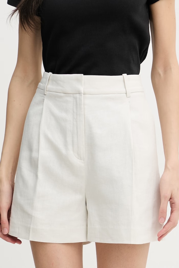 Calvin Klein Jeans šortky dámske s prímesou ľanu béžová LV047F632G