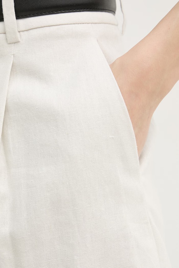 Calvin Klein Jeans šortky dámske s prímesou ľanu béžová LV047F632G