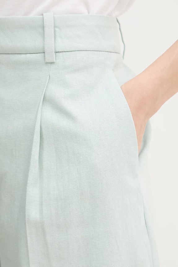 Calvin Klein Jeans šortky dámske s prímesou ľanu tyrkysová LV047F632G