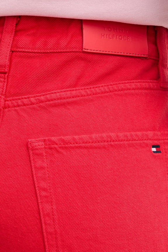 Tommy Hilfiger σορτς Γυναικεία ντένιμ κόκκινο WW0WW49579