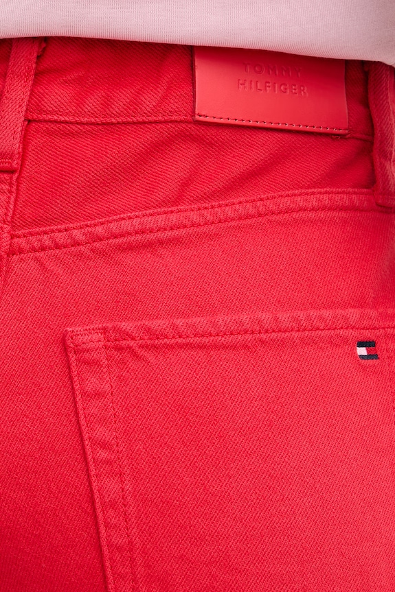 Tommy Hilfiger σορτς Γυναικεία ντένιμ κόκκινο WW0WW49579