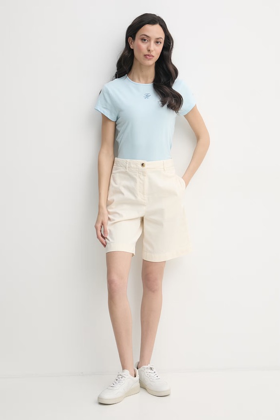Tommy Hilfiger chino kratke hlače za žene s pamukom WW0WW49648 bež SS26