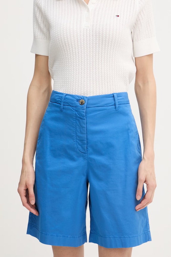 Tommy Hilfiger Pantaloni scurți chinos femei cu bumbac albastru WW0WW49648