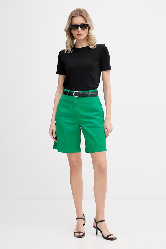 Tommy Hilfiger pantaloni scurți chinos de damă cu bumbac WW0WW49648 verde SS26