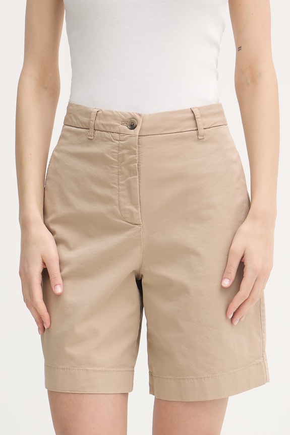 Tommy Hilfiger chino kratke hlače za žene s pamukom bež WW0WW49648