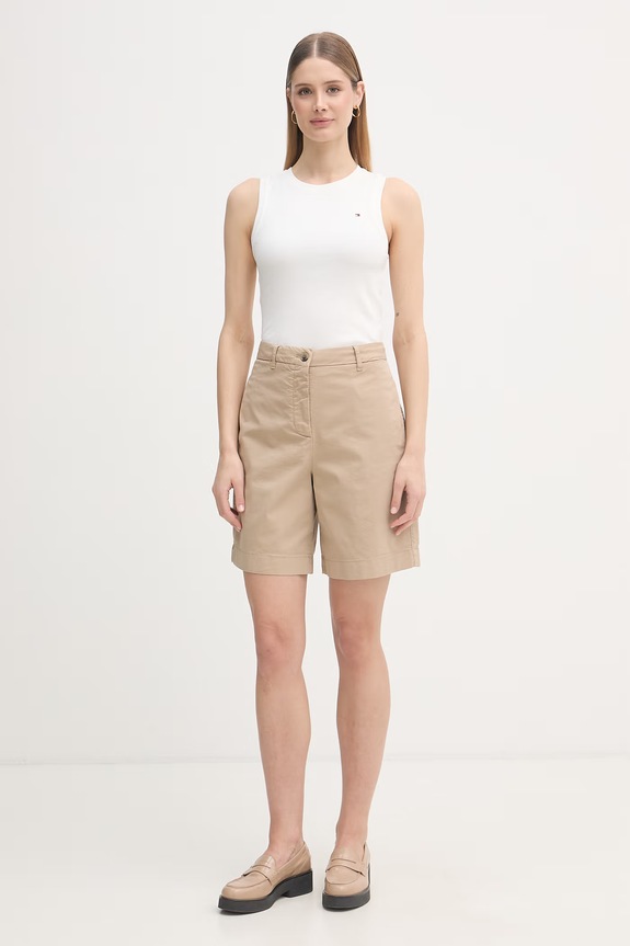 Tommy Hilfiger chino kratke hlače za žene s pamukom WW0WW49648 bež SS26