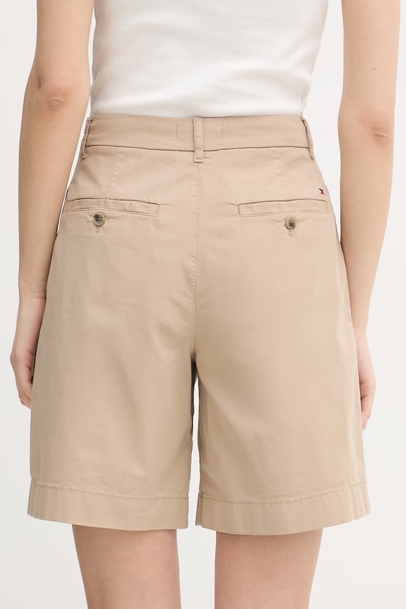 Odjeća Tommy Hilfiger chino kratke hlače za žene s pamukom WW0WW49648 bež