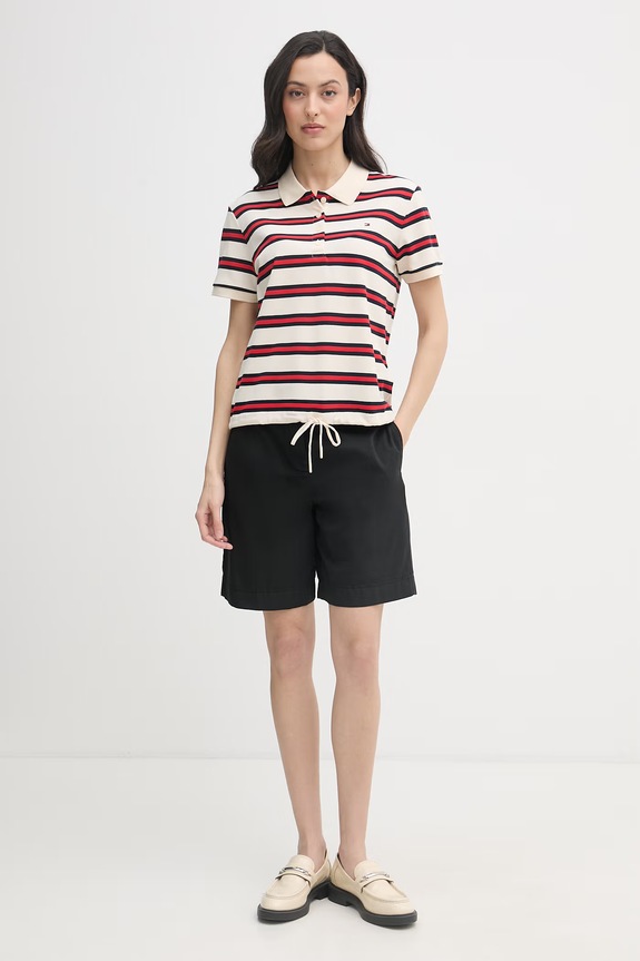 Tommy Hilfiger Chino kratke hlače za žene s pamukom WW0WW49648 crna SS26