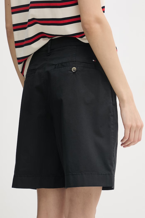 Odjeća Tommy Hilfiger Chino kratke hlače za žene s pamukom WW0WW49648 crna