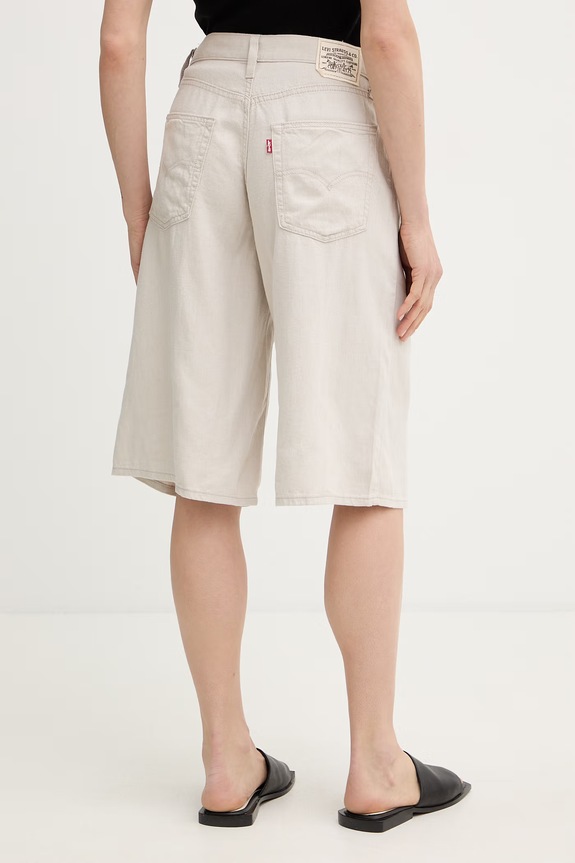 Oblečenie Levi's šortky dámske ľanové SUPER BAGGY LONG 008DW sivá