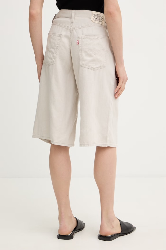 Oblečenie Levi's šortky dámske ľanové SUPER BAGGY LONG 008DW sivá
