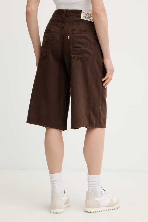 Oblečenie Levi's dámske ľanové šortky SUPER BAGGY LONG 008DW hnedá