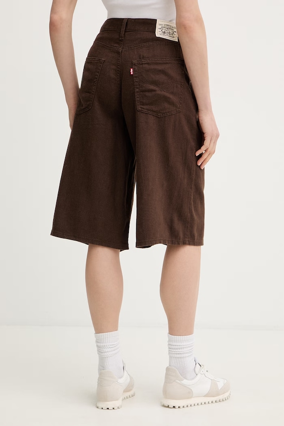 Oblečenie Levi's dámske ľanové šortky SUPER BAGGY LONG 008DW hnedá