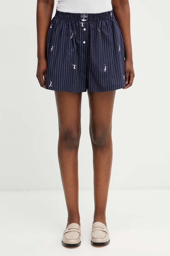 Lacoste pantaloni scurți din bumbac pentru femei bleumarin FF1034