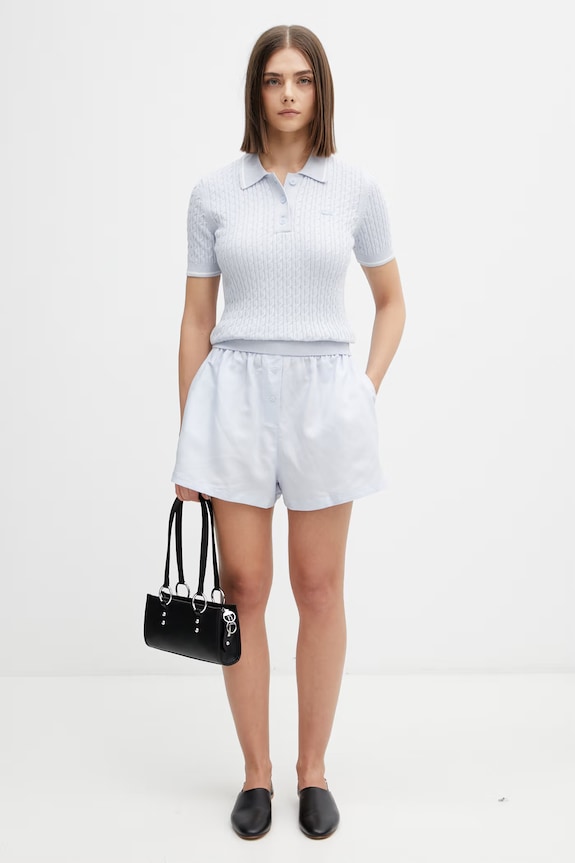 Lacoste pantaloni scurți cu in pentru femei FF1428 albastru