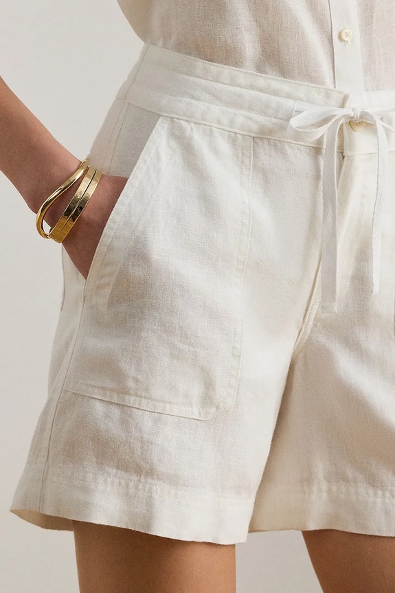 Lauren Ralph Lauren pantaloncini da donna in lino bianco 200P13694
