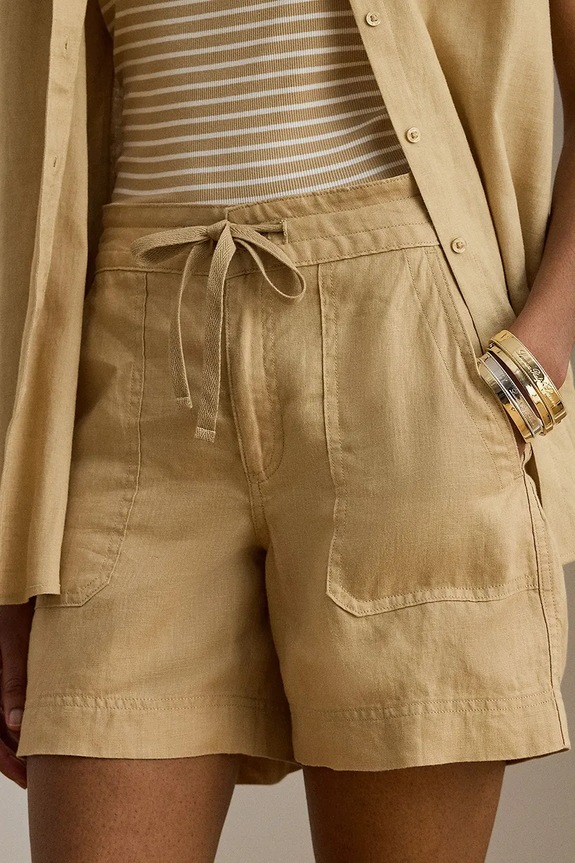 Lauren Ralph Lauren pantaloncini da donna in lino beige 200P13695