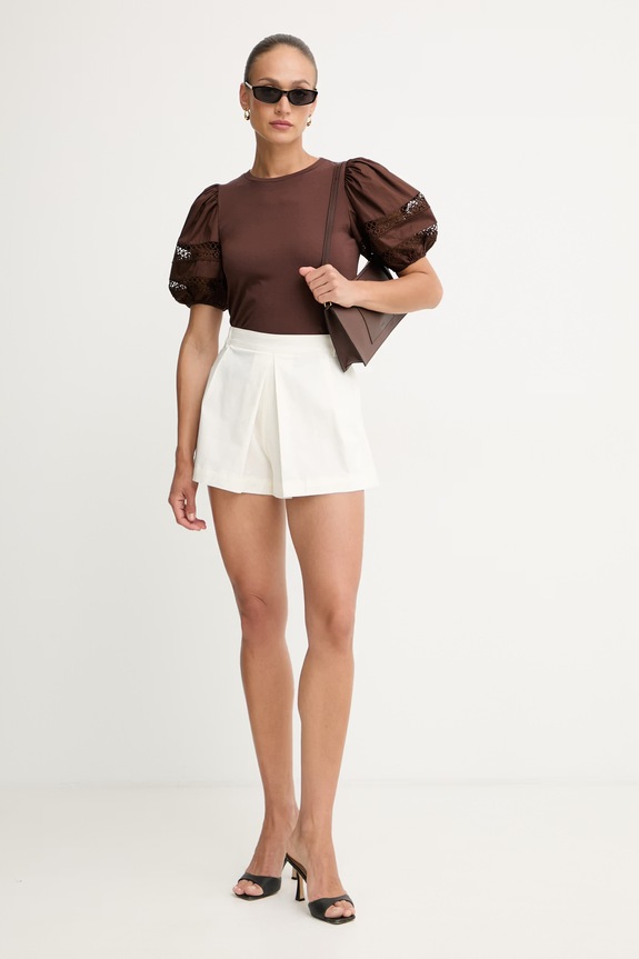 Max&Co. szorty damskie bawełniane z elastanem MCOMAESTRO 2616141024200 beżowy SS26