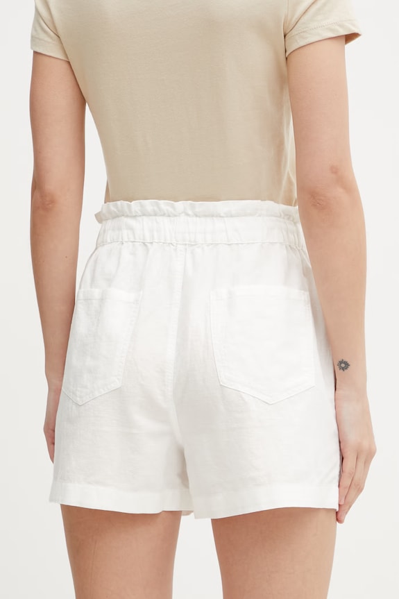 Oblečenie Tommy Jeans šortky dámske s ľanom DW0DW22227 biela