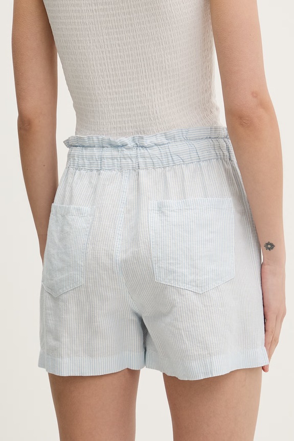 Odzież Tommy Jeans szorty damskie z lnem DW0DW22227 niebieski