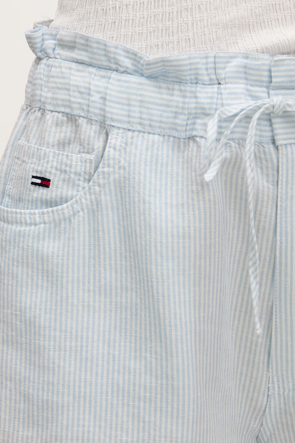 Tommy Jeans szorty damskie z lnem niebieski DW0DW22227