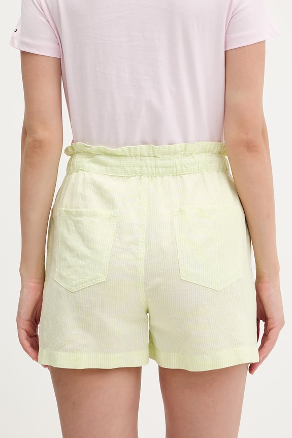 Oblečenie Tommy Jeans šortky dámske s ľanom DW0DW22227 zelená