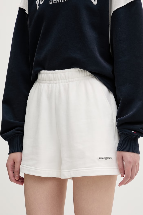Tommy Jeans teplákové šortky dámske bavlnené biela DW0DW22230