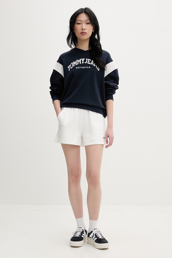 Tommy Jeans teplákové šortky dámske bavlnené DW0DW22230 biela SS26