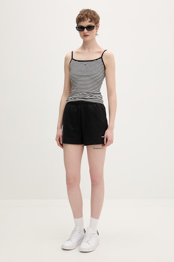 Tommy Jeans szorty dresowe damskie bawełniane DW0DW22230 czarny SS26