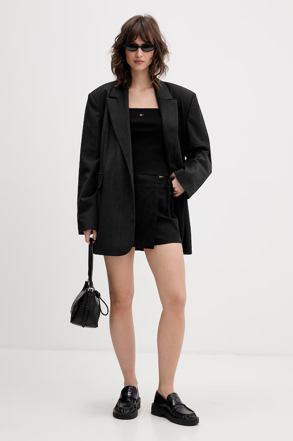 Tommy Jeans pantaloni alla zuava da donna con lino DW0DW22267 nero SS26