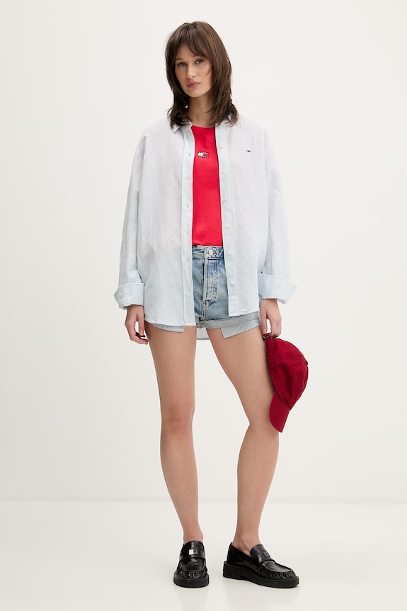 Tommy Jeans šortky dámske rifľové DW0DW22397 modrá SS26