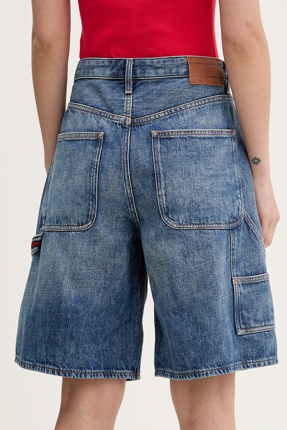 Ρούχα Tommy Jeans σορτς Γυναικεία ντένιμ DW0DW22693 σκούρο μπλε