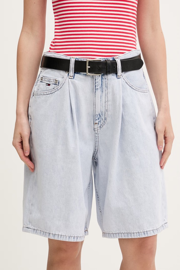 Tommy Jeans šortky dámske rifľové modrá DW0DW22709
