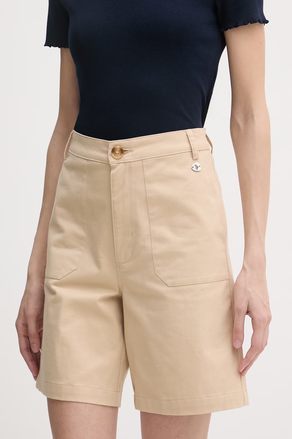 U.S. Polo Assn. kratke hlače za žene od pamuka s elastanom CHINO bež WUP2228