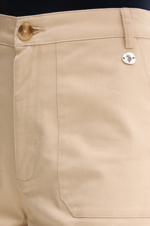 U.S. Polo Assn. kratke hlače za žene od pamuka s elastanom CHINO bež WUP2228