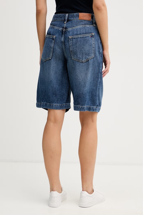 Odjeća Tommy Hilfiger traper kratke hlače za žene WW0WW48597 mornarsko plava