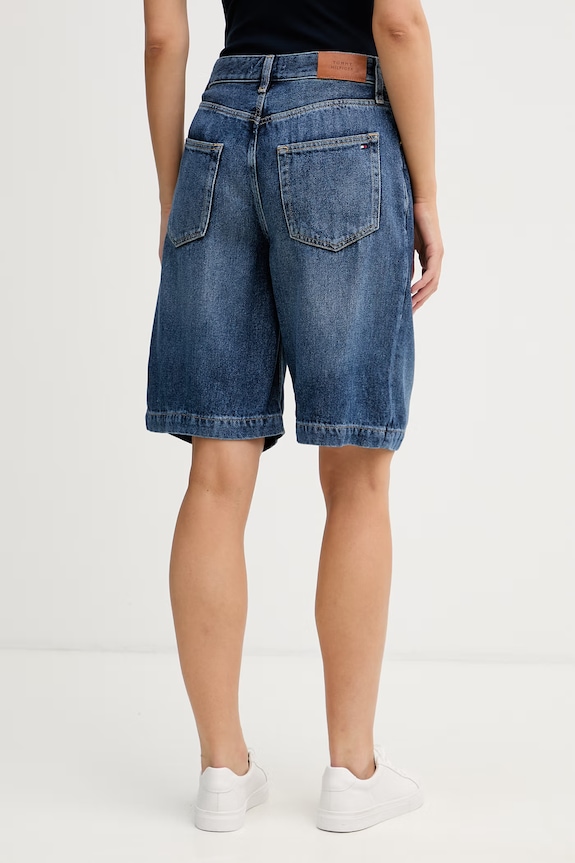 Odjeća Tommy Hilfiger traper kratke hlače za žene WW0WW48597 mornarsko plava