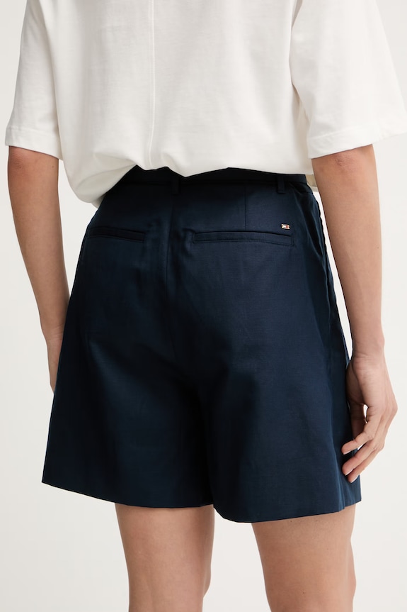 Oblačila Tommy Hilfiger Kratke hlače ženske z lanom WW0WW49040 mornarsko modra