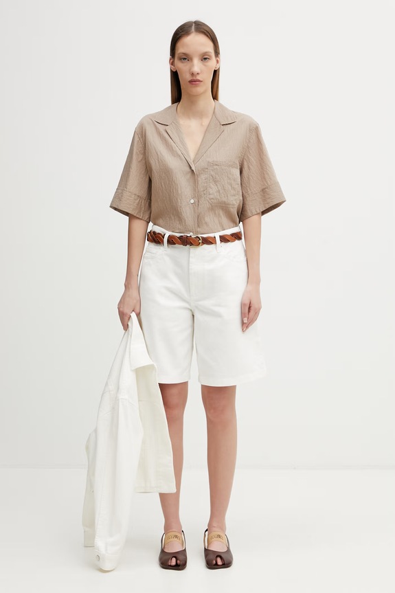 Maison Kitsuné šortky rifľové dámske QW01401WD4024 béžová