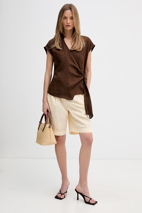 Tommy Hilfiger šortky dámske bavlnené WW0WW49595 béžová SS26